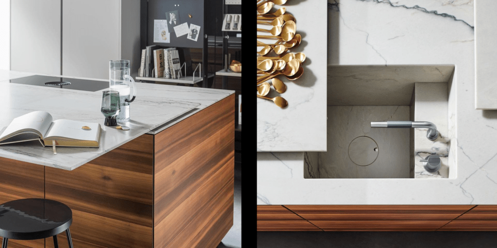 Plans de travail extra-fins coulissants - L'e-Motion au rendez-vous pour une cuisine allemande de haut de gamme et de luxe